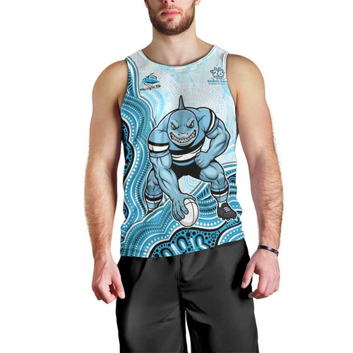Cronulla Sharks NAIDOC Week 2026 Men Tank Top First Nations of Australia Aboriginal Mascot Rugby
