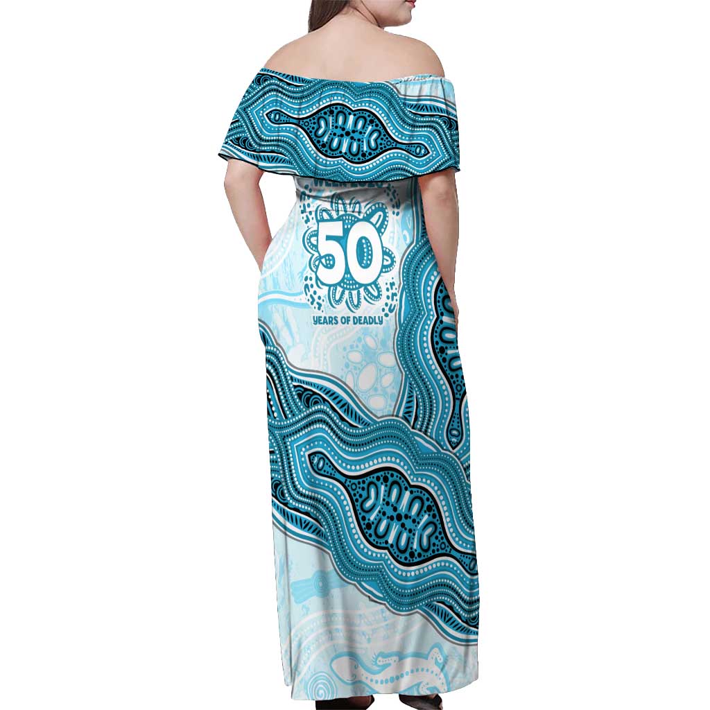 Cronulla Sharks NAIDOC Week 2026 Off Shoulder Maxi Dress First Nations of Australia Aboriginal Mascot Rugby