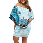 Cronulla Sharks NAIDOC Week 2026 Off Shoulder Short Dress First Nations of Australia Aboriginal Mascot Rugby