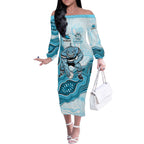 Cronulla Sharks NAIDOC Week 2026 Off The Shoulder Long Sleeve Dress First Nations of Australia Aboriginal Mascot Rugby
