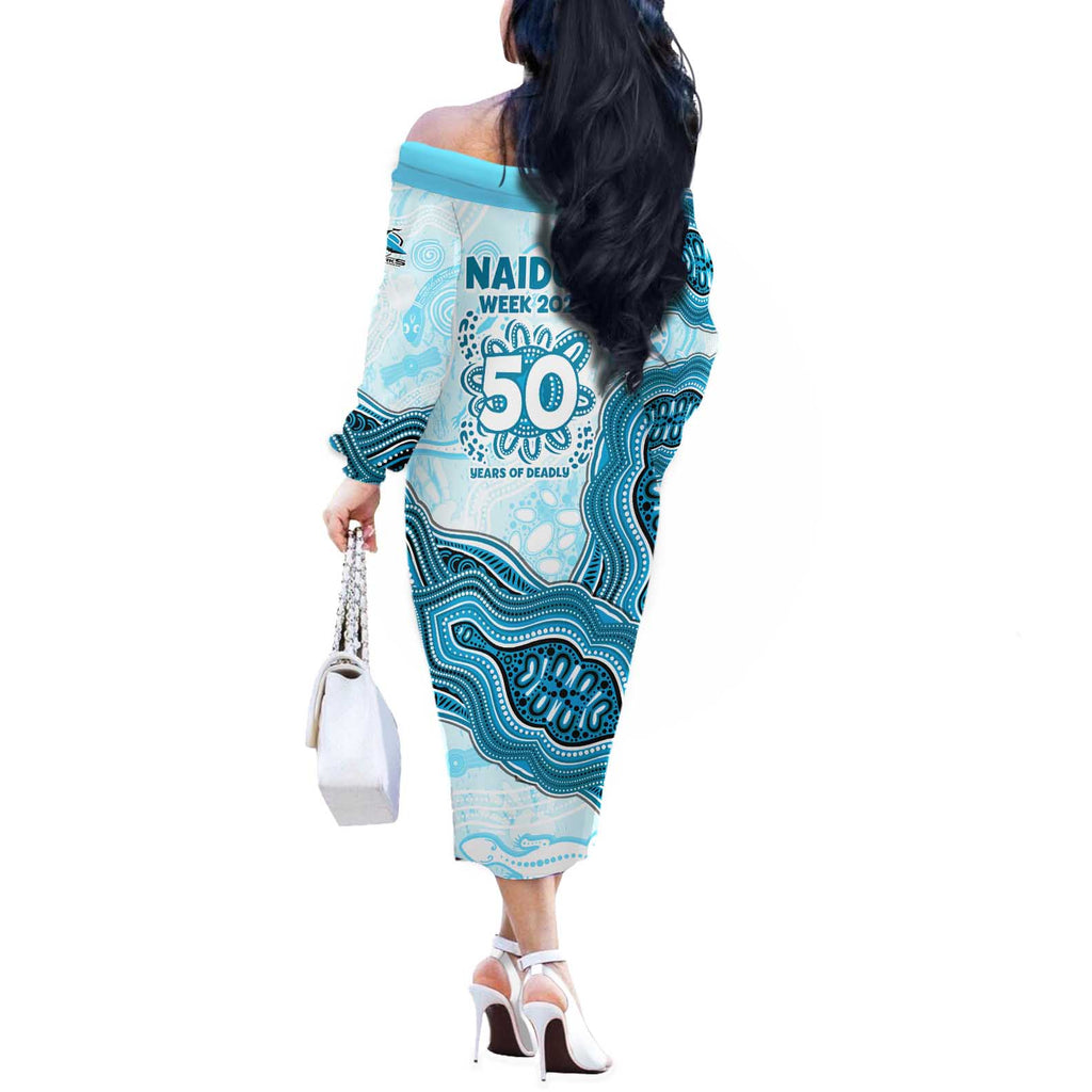 Cronulla Sharks NAIDOC Week 2026 Off The Shoulder Long Sleeve Dress First Nations of Australia Aboriginal Mascot Rugby
