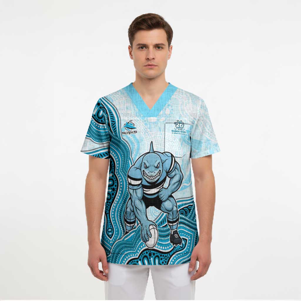 Cronulla Sharks NAIDOC Week 2026 Scrub Top First Nations of Australia Aboriginal Mascot Rugby