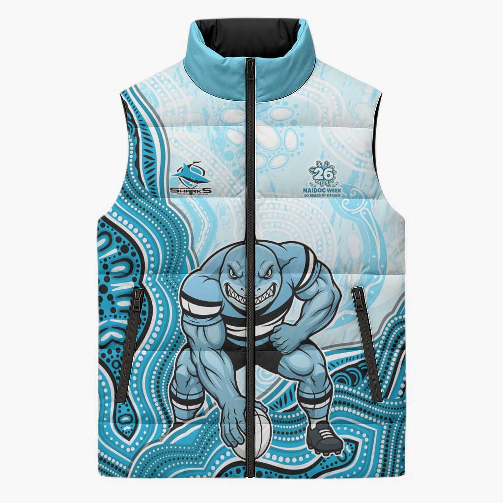 Cronulla Sharks NAIDOC Week 2026 Sleeveless Puffer Jacket First Nations of Australia Aboriginal Mascot Rugby