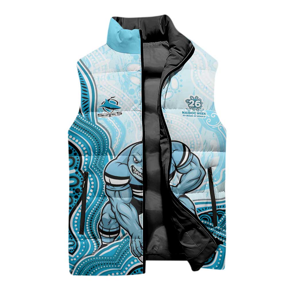 Cronulla Sharks NAIDOC Week 2026 Sleeveless Puffer Jacket First Nations of Australia Aboriginal Mascot Rugby