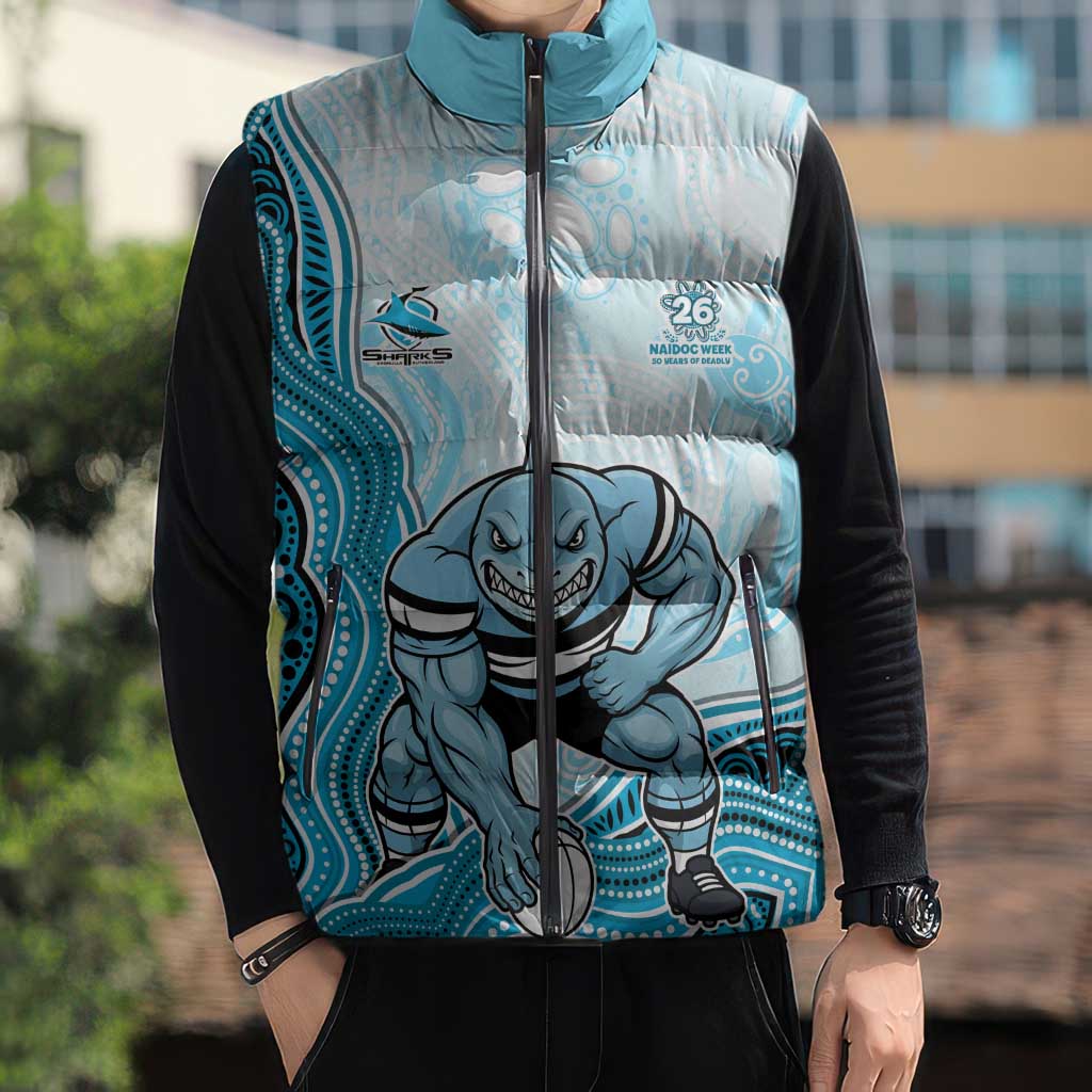 Cronulla Sharks NAIDOC Week 2026 Sleeveless Puffer Jacket First Nations of Australia Aboriginal Mascot Rugby