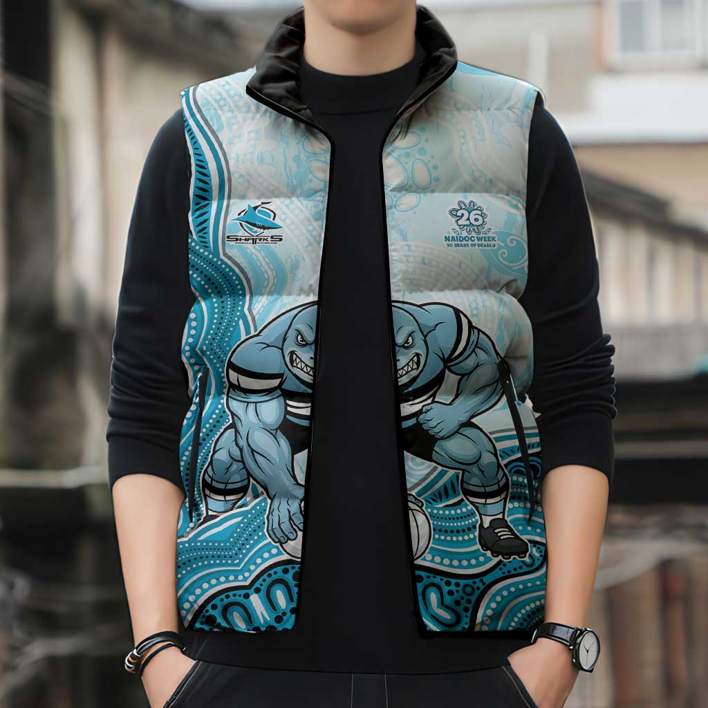 Cronulla Sharks NAIDOC Week 2026 Sleeveless Puffer Jacket First Nations of Australia Aboriginal Mascot Rugby