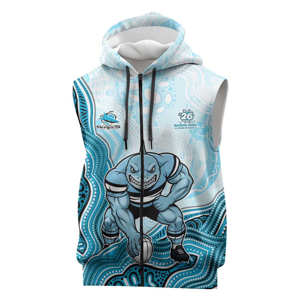 Cronulla Sharks NAIDOC Week 2026 Sleeveless Zip Hoodie First Nations of Australia Aboriginal Mascot Rugby
