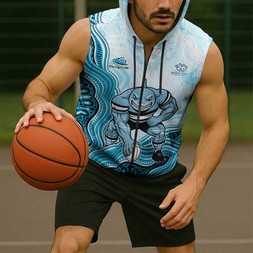 Cronulla Sharks NAIDOC Week 2026 Sleeveless Zip Hoodie First Nations of Australia Aboriginal Mascot Rugby