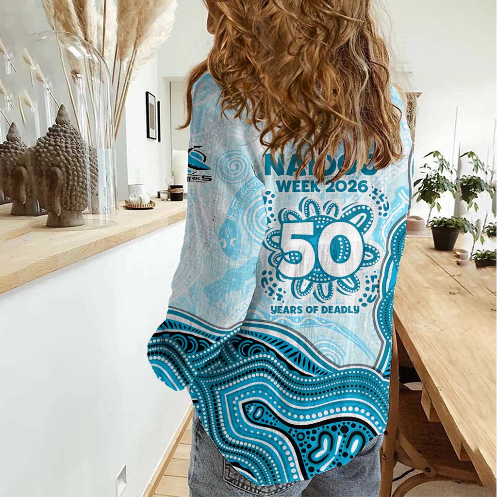 Cronulla Sharks NAIDOC Week 2026 Women Casual Shirt First Nations of Australia Aboriginal Mascot Rugby