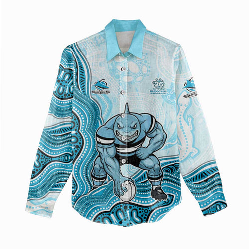 Cronulla Sharks NAIDOC Week 2026 Women Casual Shirt First Nations of Australia Aboriginal Mascot Rugby