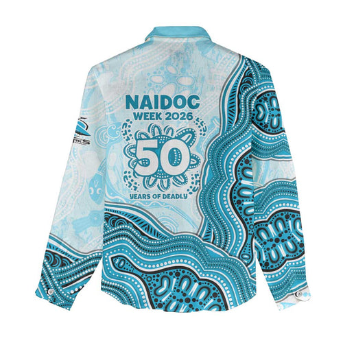 Cronulla Sharks NAIDOC Week 2026 Women Casual Shirt First Nations of Australia Aboriginal Mascot Rugby