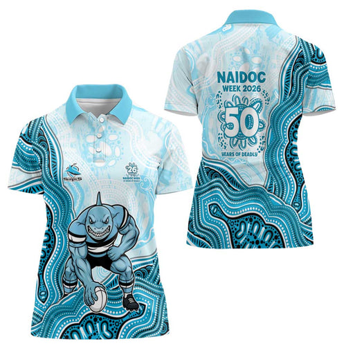 Cronulla Sharks NAIDOC Week 2026 Women Polo Shirt First Nations of Australia Aboriginal Mascot Rugby