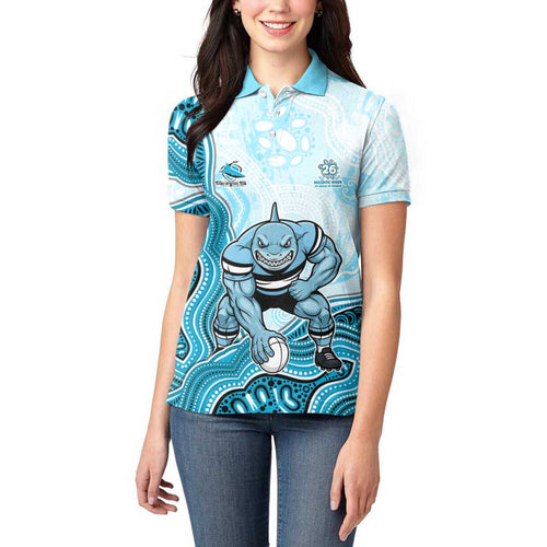 Cronulla Sharks NAIDOC Week 2026 Women Polo Shirt First Nations of Australia Aboriginal Mascot Rugby