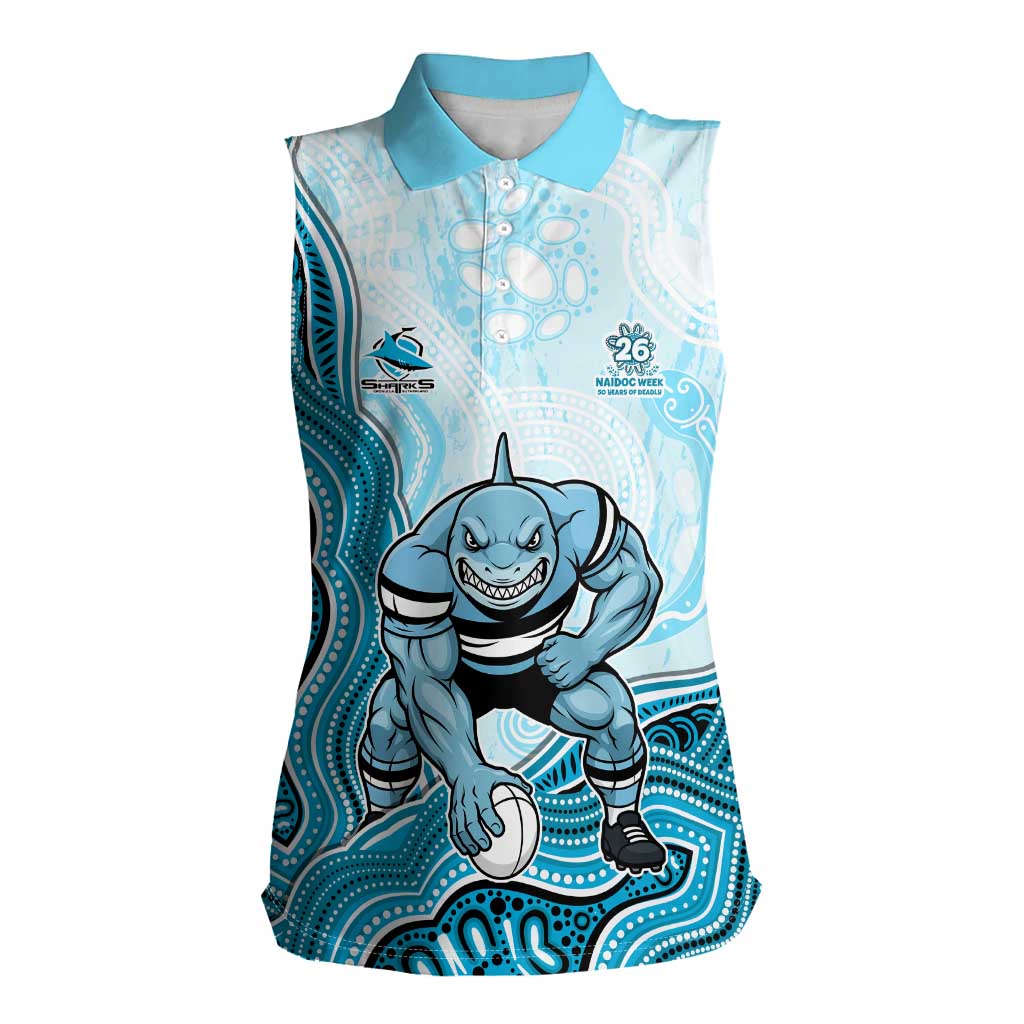 Cronulla Sharks NAIDOC Week 2026 Women Sleeveless Polo Shirt First Nations of Australia Aboriginal Mascot Rugby