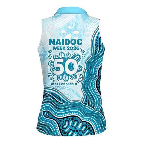 Cronulla Sharks NAIDOC Week 2026 Women Sleeveless Polo Shirt First Nations of Australia Aboriginal Mascot Rugby