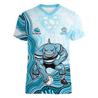 Cronulla Sharks NAIDOC Week 2026 Women V-Neck T-Shirt First Nations of Australia Aboriginal Mascot Rugby