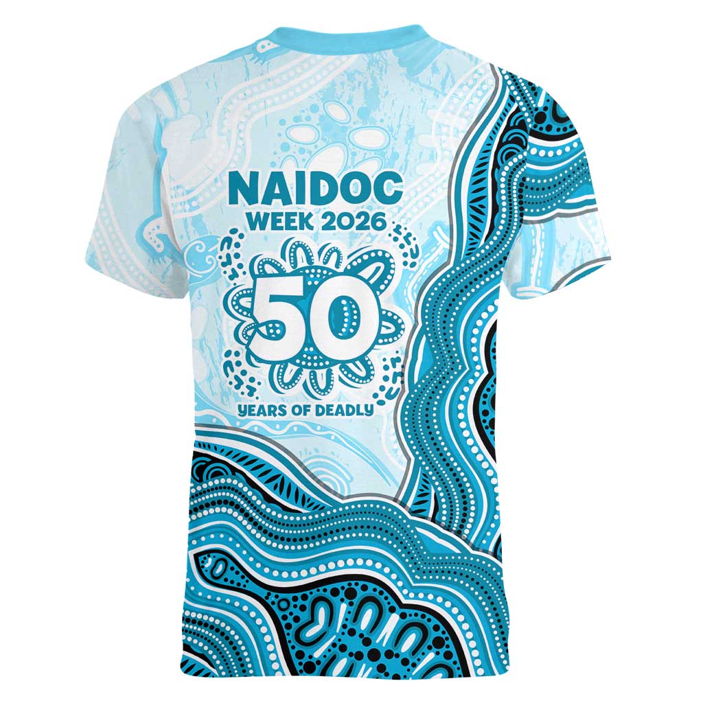 Cronulla Sharks NAIDOC Week 2026 Women V-Neck T-Shirt First Nations of Australia Aboriginal Mascot Rugby