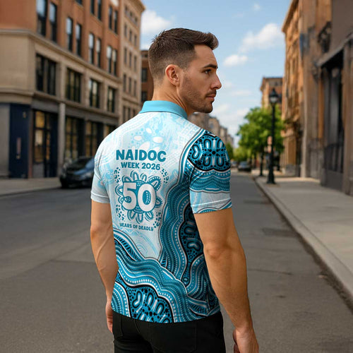 Cronulla Sharks NAIDOC Week 2026 Zipper Polo Shirt First Nations of Australia Aboriginal Mascot Rugby