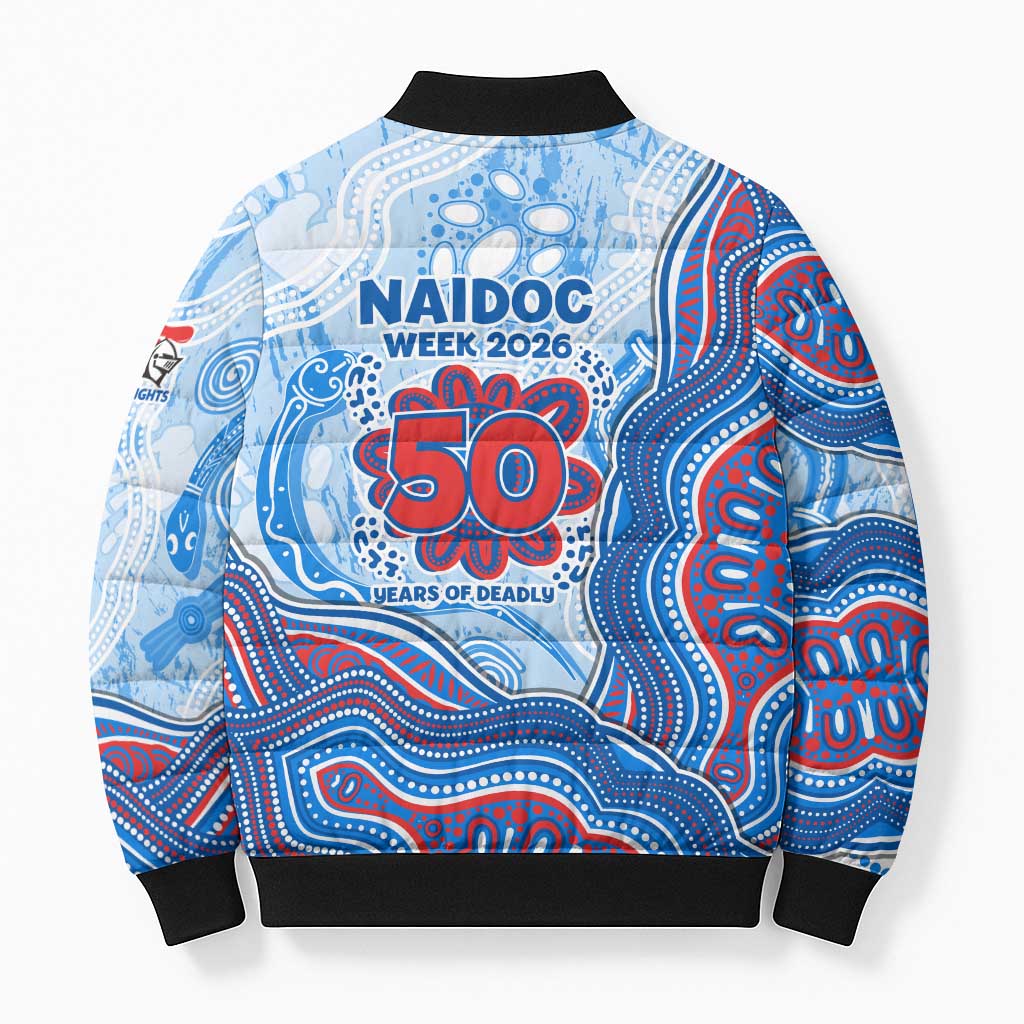 Newcastle Knights NAIDOC Week 2026 Bomber Puffer Jacket First Nations of Australia Aboriginal Mascot Rugby