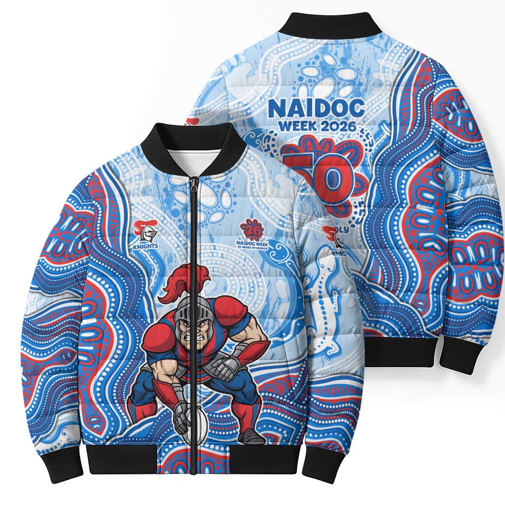 Newcastle Knights NAIDOC Week 2026 Bomber Puffer Jacket First Nations of Australia Aboriginal Mascot Rugby
