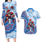 Newcastle Knights NAIDOC Week 2026 Couples Matching Long Sleeve Bodycon Dress and Hawaiian Shirt First Nations of Australia Aboriginal Mascot Rugby