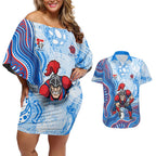 Newcastle Knights NAIDOC Week 2026 Couples Matching Off Shoulder Short Dress and Hawaiian Shirt First Nations of Australia Aboriginal Mascot Rugby