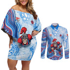 Newcastle Knights NAIDOC Week 2026 Couples Matching Off Shoulder Short Dress and Long Sleeve Button Shirt First Nations of Australia Aboriginal Mascot Rugby