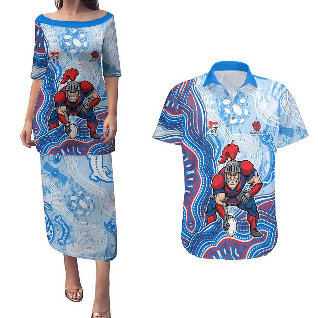 Newcastle Knights NAIDOC Week 2026 Couples Matching Puletasi and Hawaiian Shirt First Nations of Australia Aboriginal Mascot Rugby