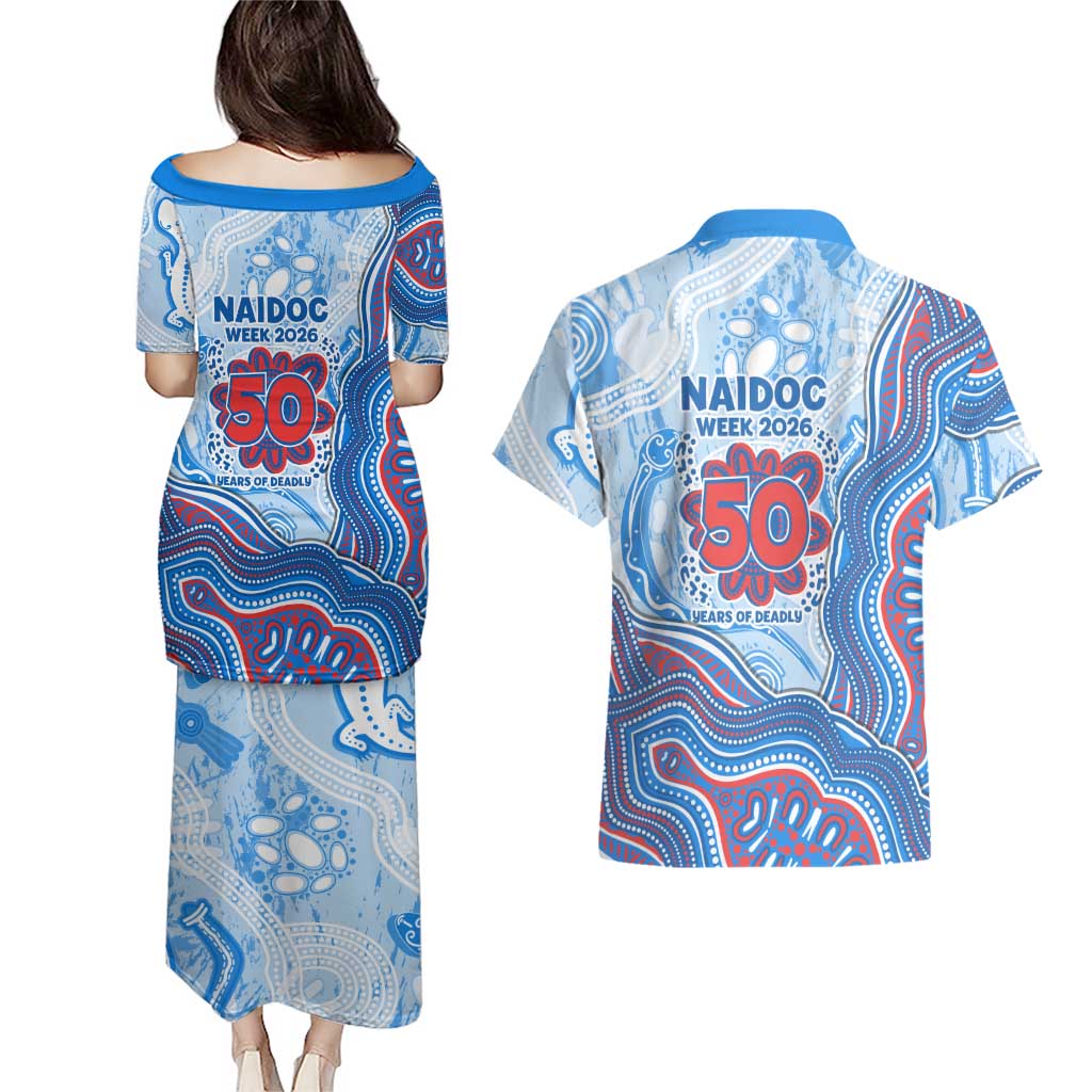 Newcastle Knights NAIDOC Week 2026 Couples Matching Puletasi and Hawaiian Shirt First Nations of Australia Aboriginal Mascot Rugby