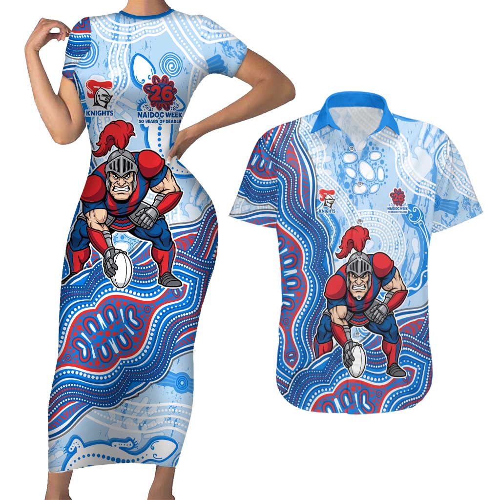 Newcastle Knights NAIDOC Week 2026 Couples Matching Short Sleeve Bodycon Dress and Hawaiian Shirt First Nations of Australia Aboriginal Mascot Rugby