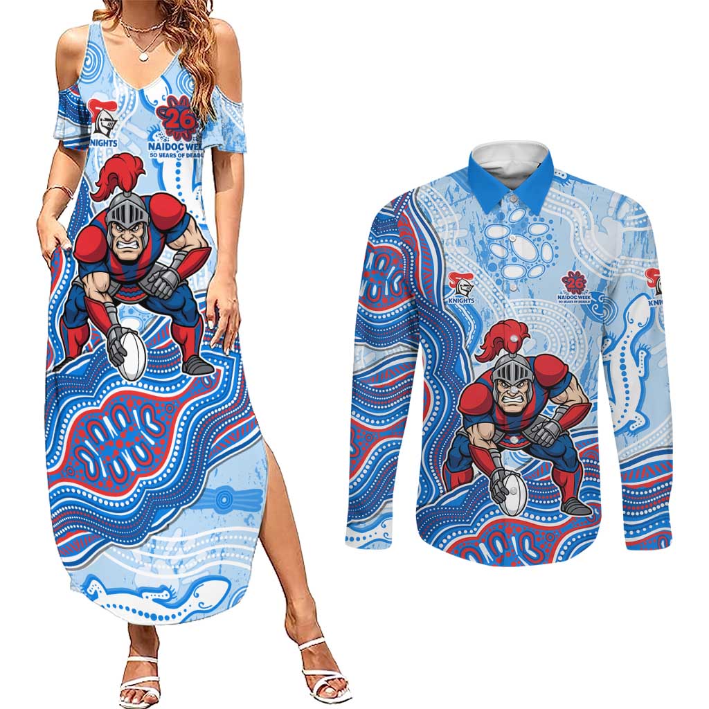 Newcastle Knights NAIDOC Week 2026 Couples Matching Summer Maxi Dress and Long Sleeve Button Shirt First Nations of Australia Aboriginal Mascot Rugby