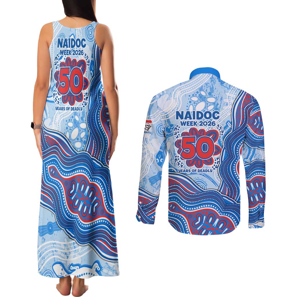 Newcastle Knights NAIDOC Week 2026 Couples Matching Tank Maxi Dress and Long Sleeve Button Shirt First Nations of Australia Aboriginal Mascot Rugby