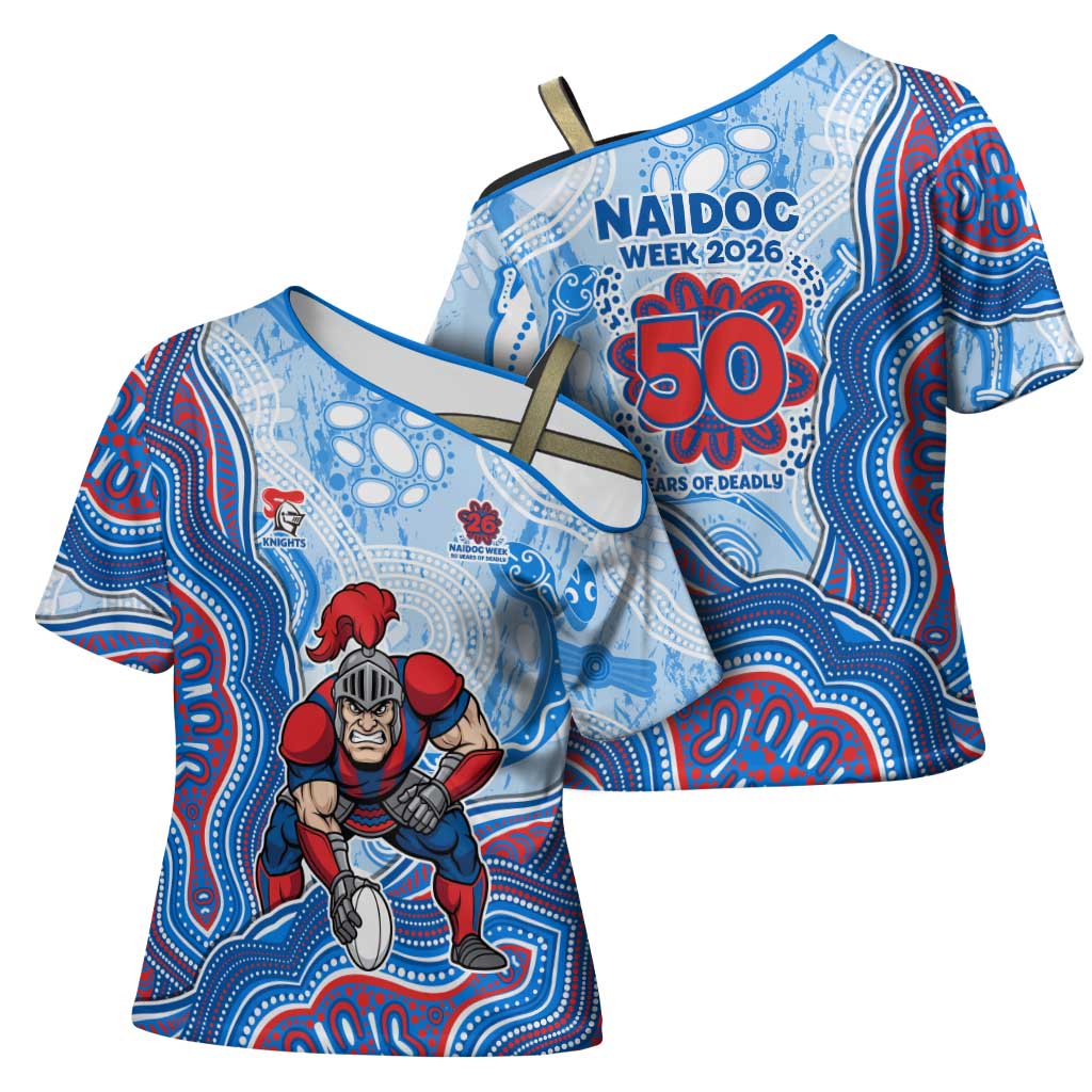 Newcastle Knights NAIDOC Week 2026 Cross Shoulder Shirt First Nations of Australia Aboriginal Mascot Rugby