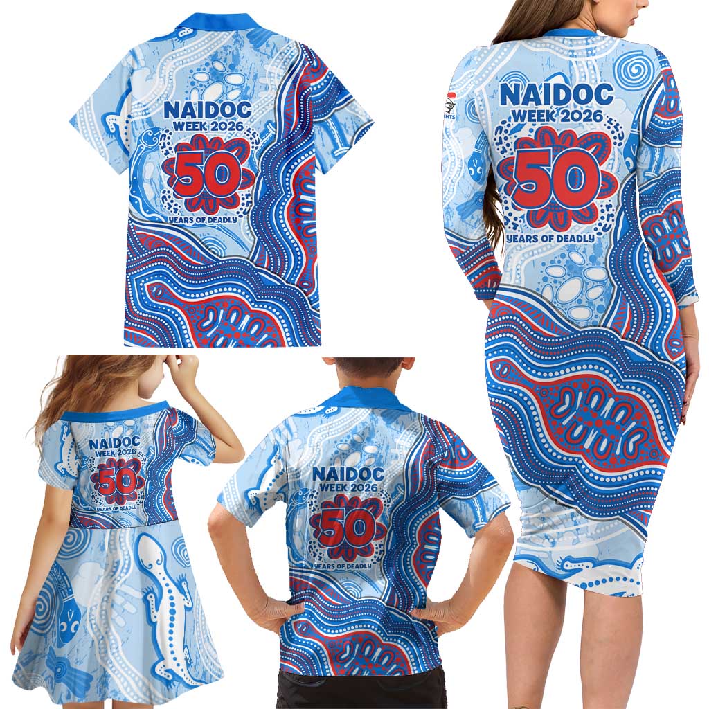 Newcastle Knights NAIDOC Week 2026 Family Matching Long Sleeve Bodycon Dress and Hawaiian Shirt First Nations of Australia Aboriginal Mascot Rugby
