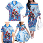 Newcastle Knights NAIDOC Week 2026 Family Matching Off The Shoulder Long Sleeve Dress and Hawaiian Shirt First Nations of Australia Aboriginal Mascot Rugby
