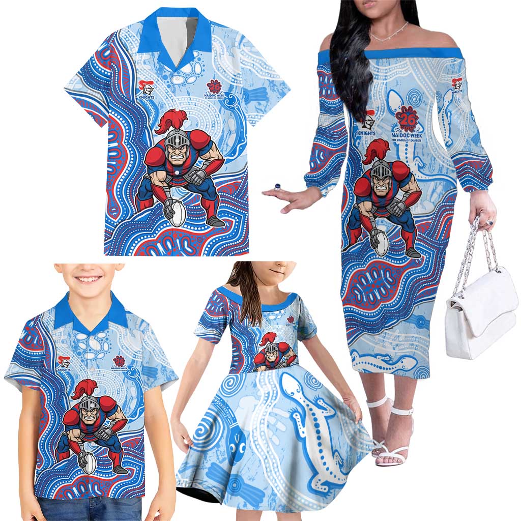 Newcastle Knights NAIDOC Week 2026 Family Matching Off The Shoulder Long Sleeve Dress and Hawaiian Shirt First Nations of Australia Aboriginal Mascot Rugby