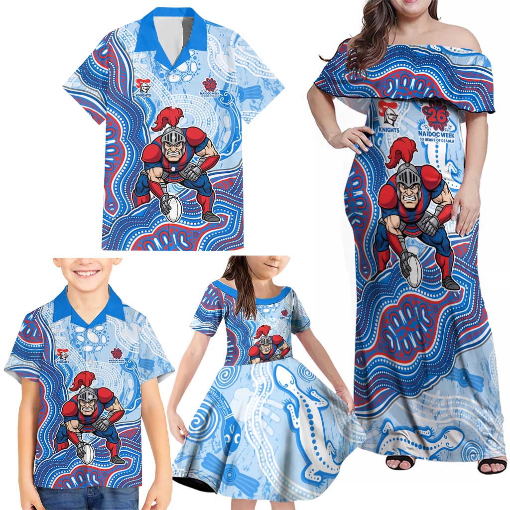 Newcastle Knights NAIDOC Week 2026 Family Matching Off Shoulder Maxi Dress and Hawaiian Shirt First Nations of Australia Aboriginal Mascot Rugby