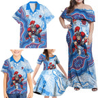 Newcastle Knights NAIDOC Week 2026 Family Matching Off Shoulder Maxi Dress and Hawaiian Shirt First Nations of Australia Aboriginal Mascot Rugby