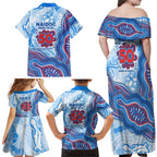 Newcastle Knights NAIDOC Week 2026 Family Matching Off Shoulder Maxi Dress and Hawaiian Shirt First Nations of Australia Aboriginal Mascot Rugby