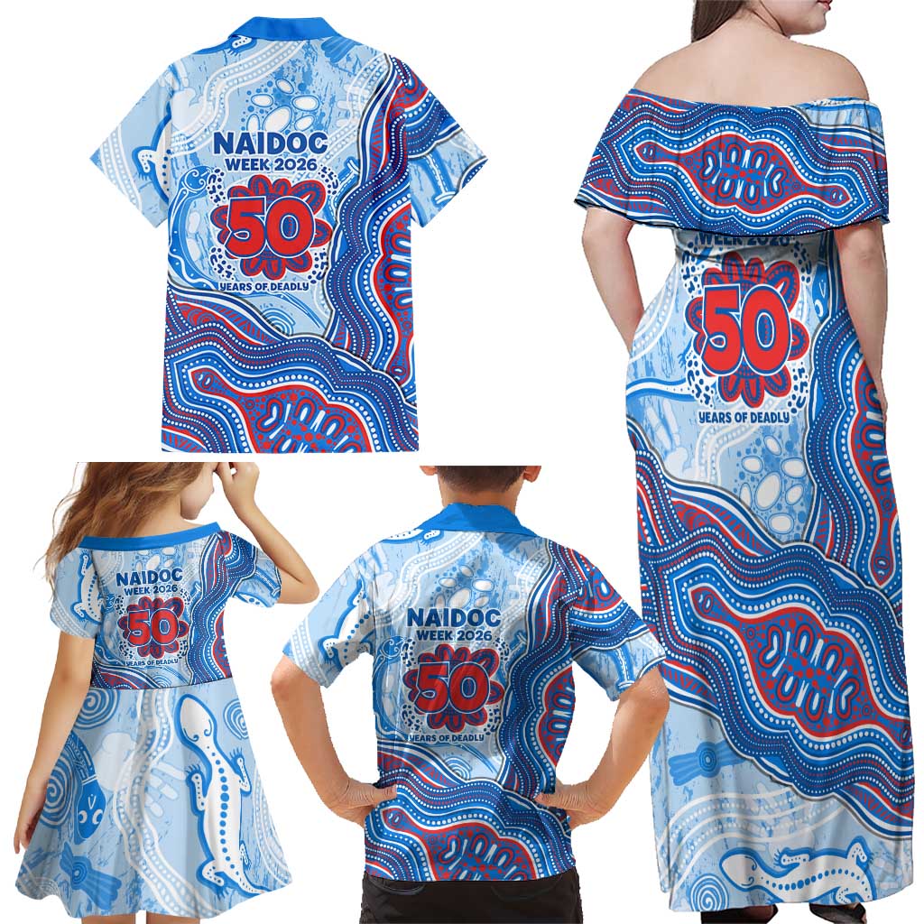 Newcastle Knights NAIDOC Week 2026 Family Matching Off Shoulder Maxi Dress and Hawaiian Shirt First Nations of Australia Aboriginal Mascot Rugby