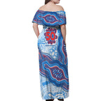 Newcastle Knights NAIDOC Week 2026 Family Matching Off Shoulder Maxi Dress and Hawaiian Shirt First Nations of Australia Aboriginal Mascot Rugby