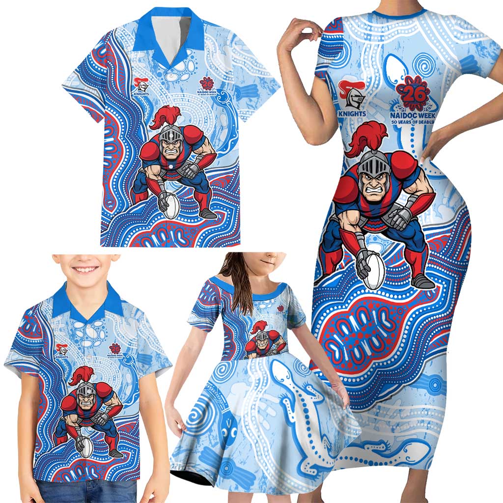 Newcastle Knights NAIDOC Week 2026 Family Matching Short Sleeve Bodycon Dress and Hawaiian Shirt First Nations of Australia Aboriginal Mascot Rugby
