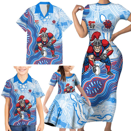 Newcastle Knights NAIDOC Week 2026 Family Matching Short Sleeve Bodycon Dress and Hawaiian Shirt First Nations of Australia Aboriginal Mascot Rugby