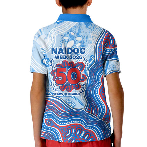Newcastle Knights NAIDOC Week 2026 Kid Polo Shirt First Nations of Australia Aboriginal Mascot Rugby
