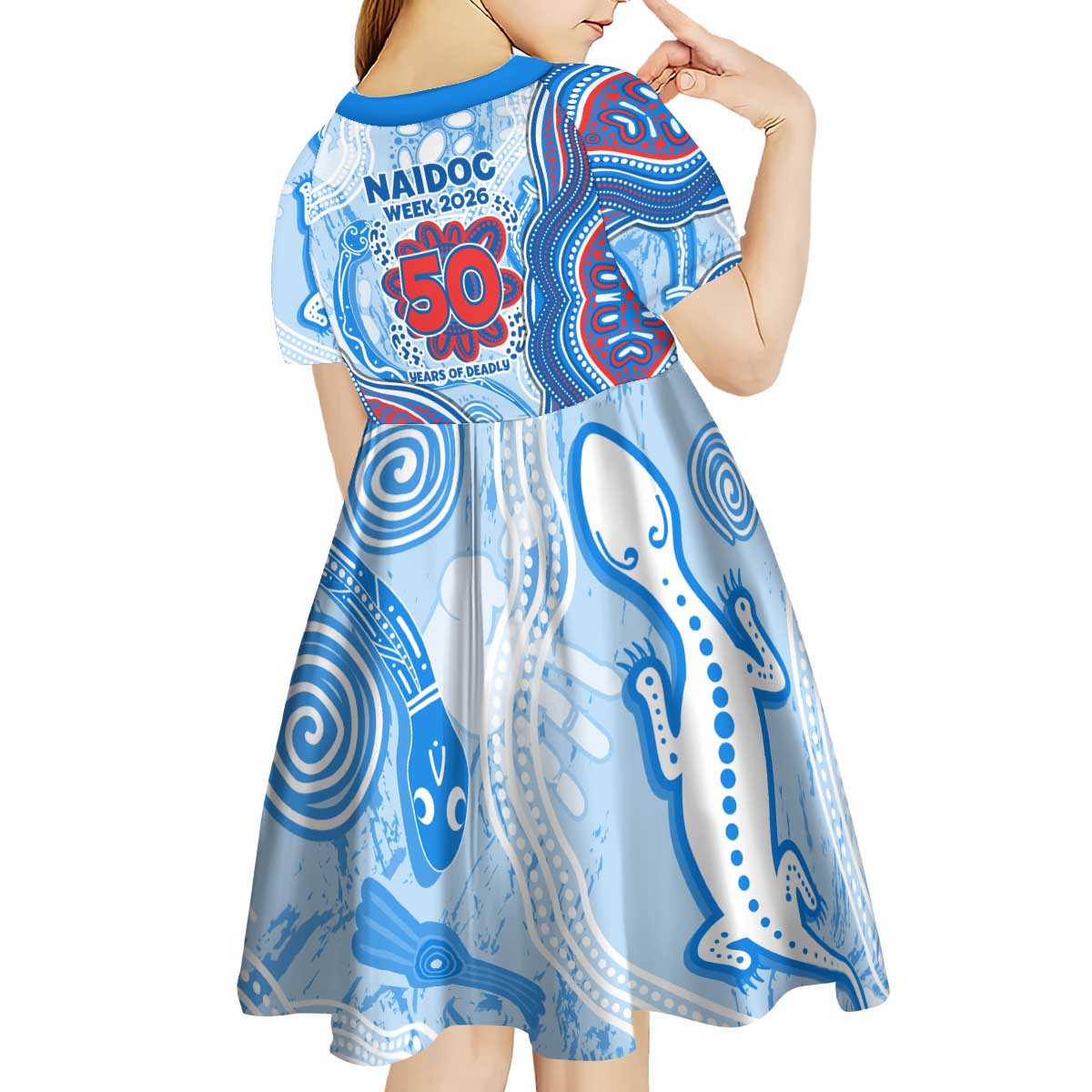 Newcastle Knights NAIDOC Week 2026 Kid Short Sleeve Dress First Nations of Australia Aboriginal Mascot Rugby