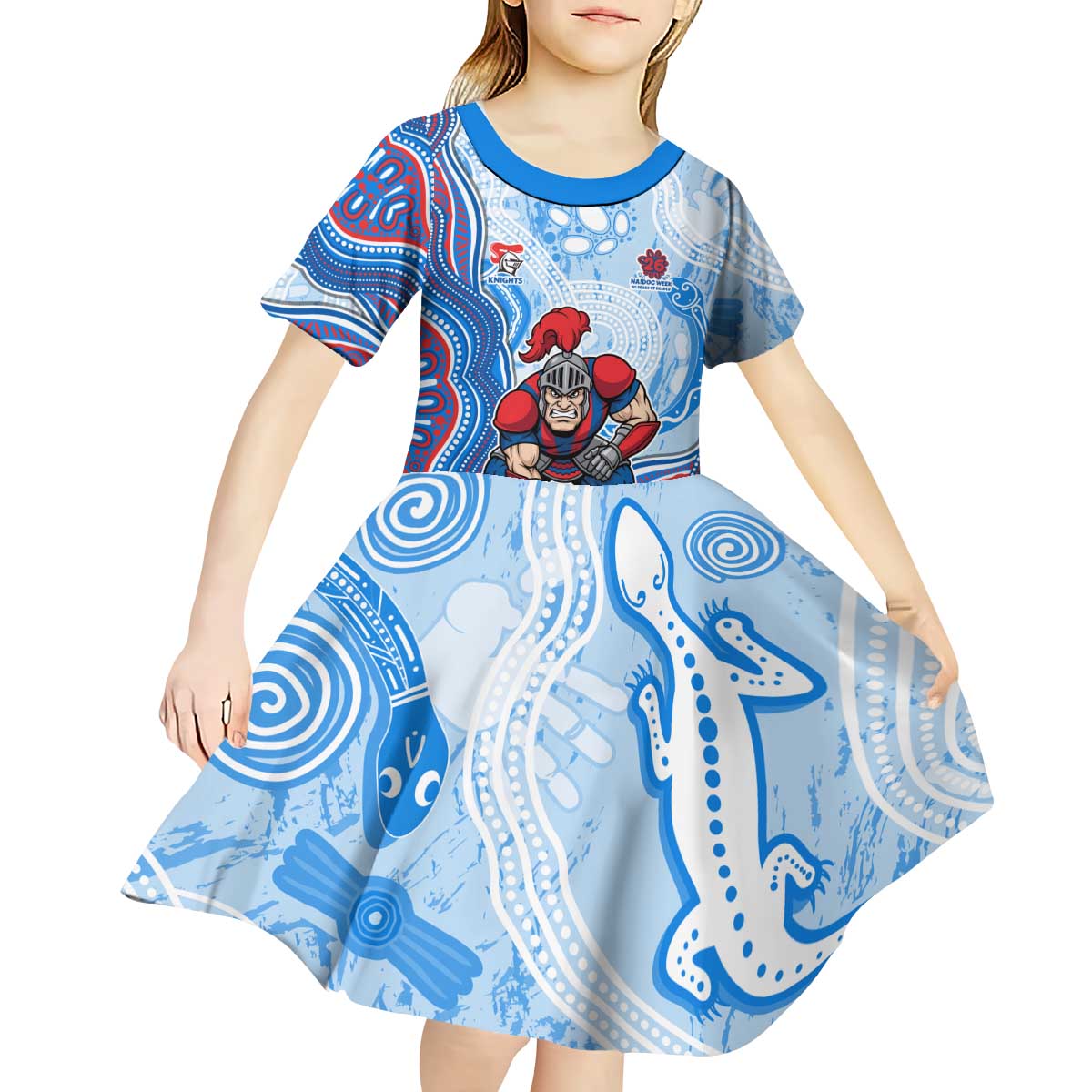 Newcastle Knights NAIDOC Week 2026 Kid Short Sleeve Dress First Nations of Australia Aboriginal Mascot Rugby