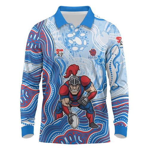 Newcastle Knights NAIDOC Week 2026 Long Sleeve Polo Shirt First Nations of Australia Aboriginal Mascot Rugby