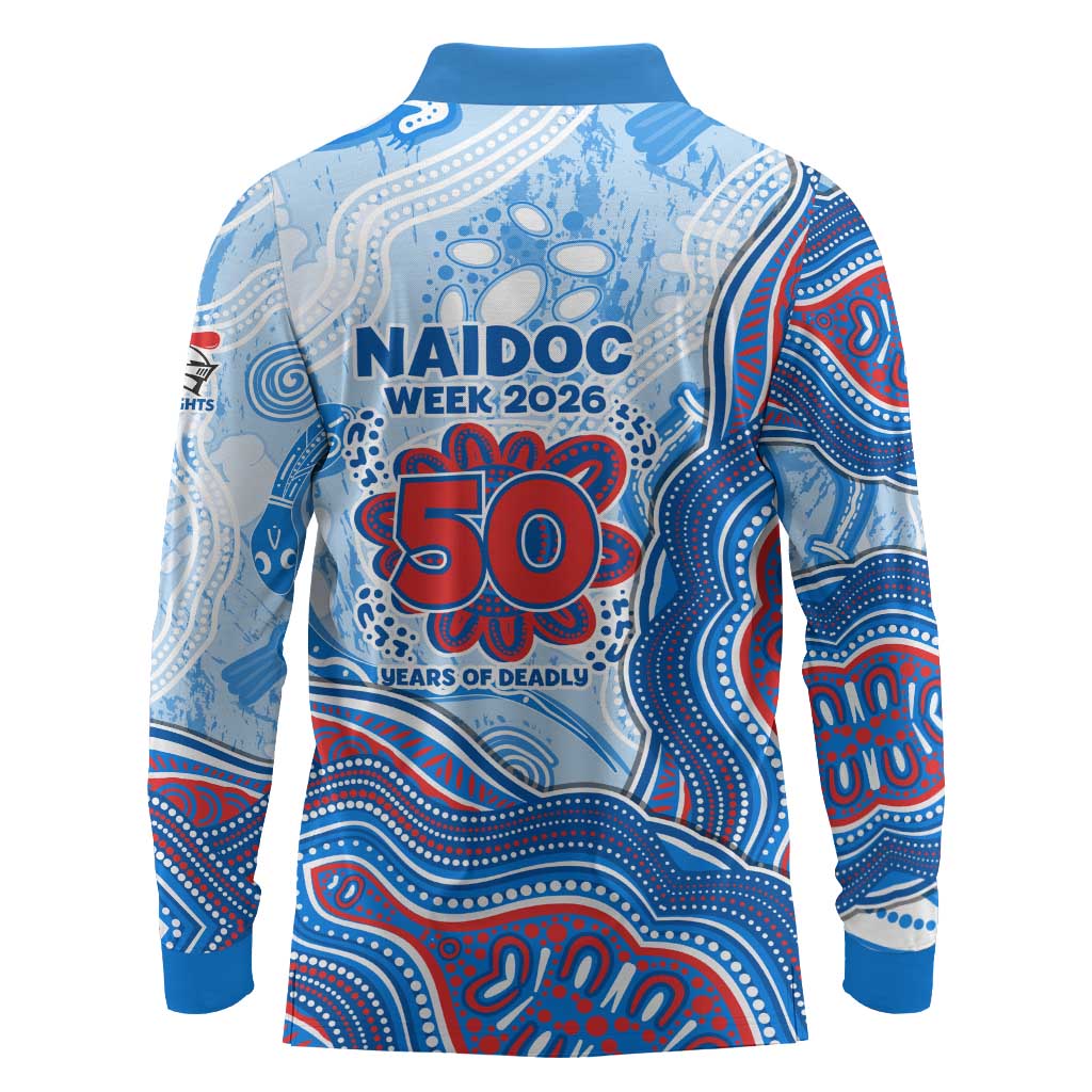 Newcastle Knights NAIDOC Week 2026 Long Sleeve Polo Shirt First Nations of Australia Aboriginal Mascot Rugby