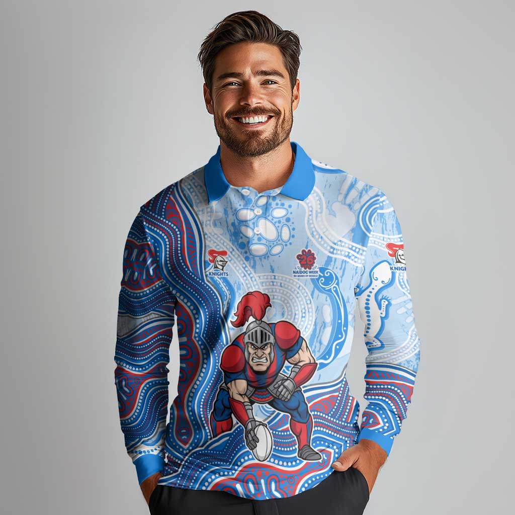 Newcastle Knights NAIDOC Week 2026 Long Sleeve Polo Shirt First Nations of Australia Aboriginal Mascot Rugby