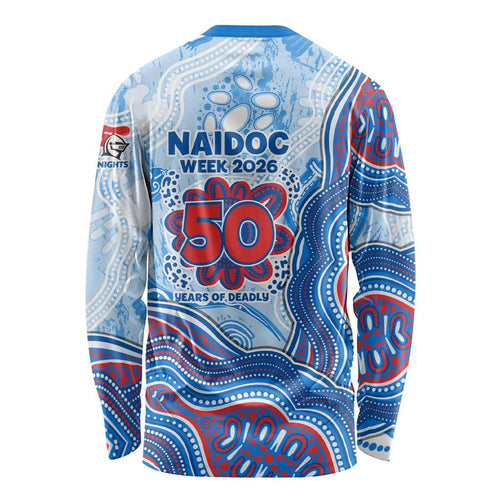 Newcastle Knights NAIDOC Week 2026 Long Sleeve Shirt First Nations of Australia Aboriginal Mascot Rugby